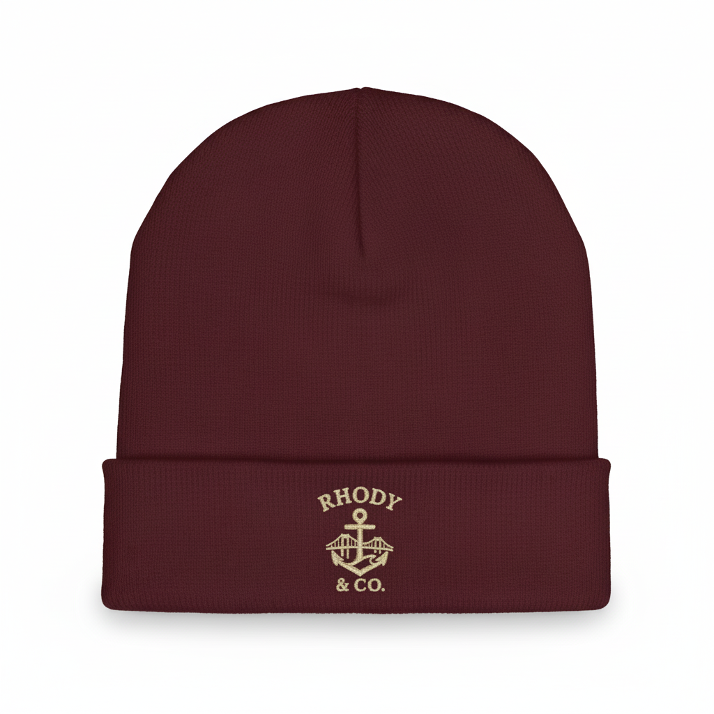 Rhody and Co. Cuffed Beanie - Maroon and Beige