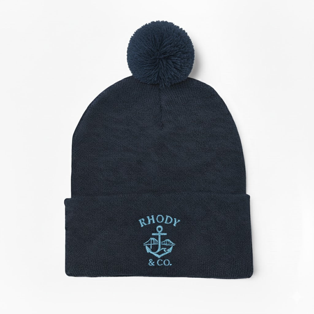 Rhody and Co. Pom Pom Beanie - Navy Blue and Light Blue