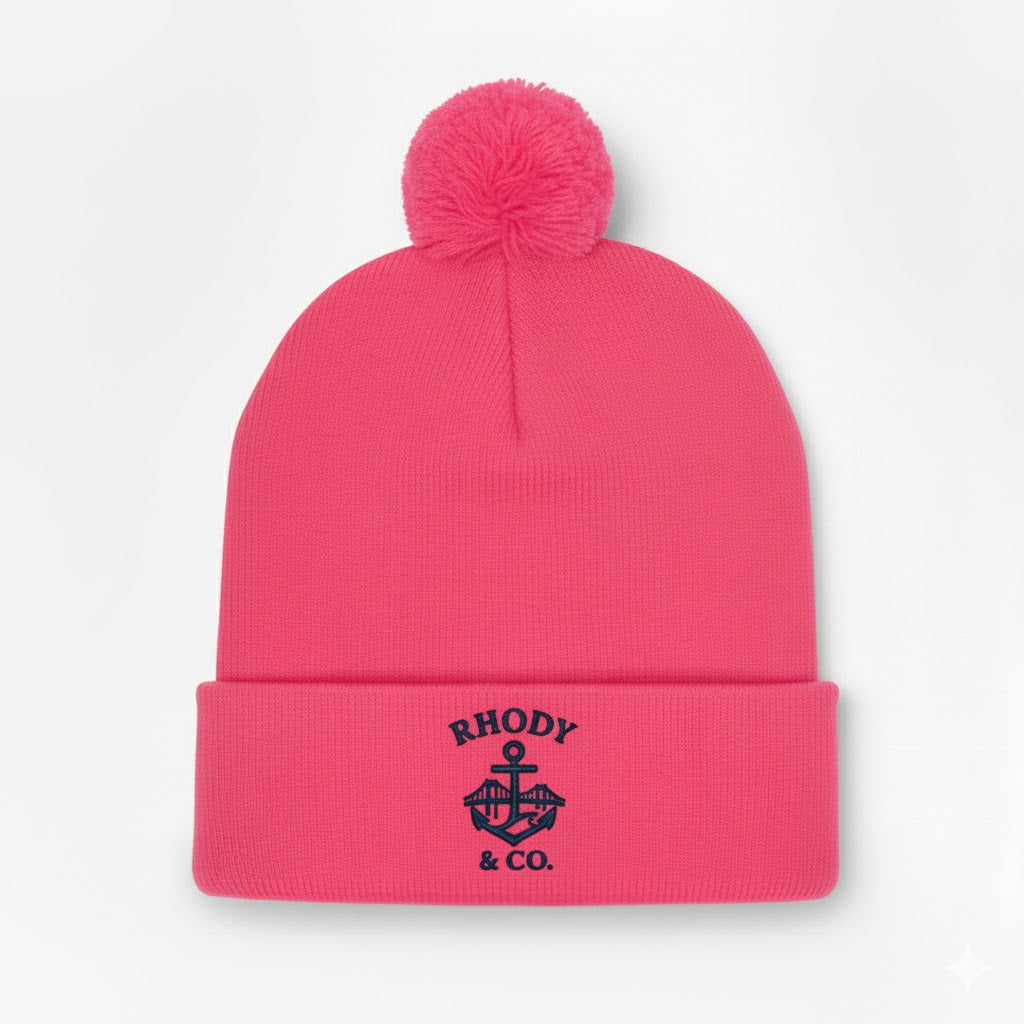 Rhody and Co. Pom Pom Beanie - Raspberry Pink and Navy Blue
