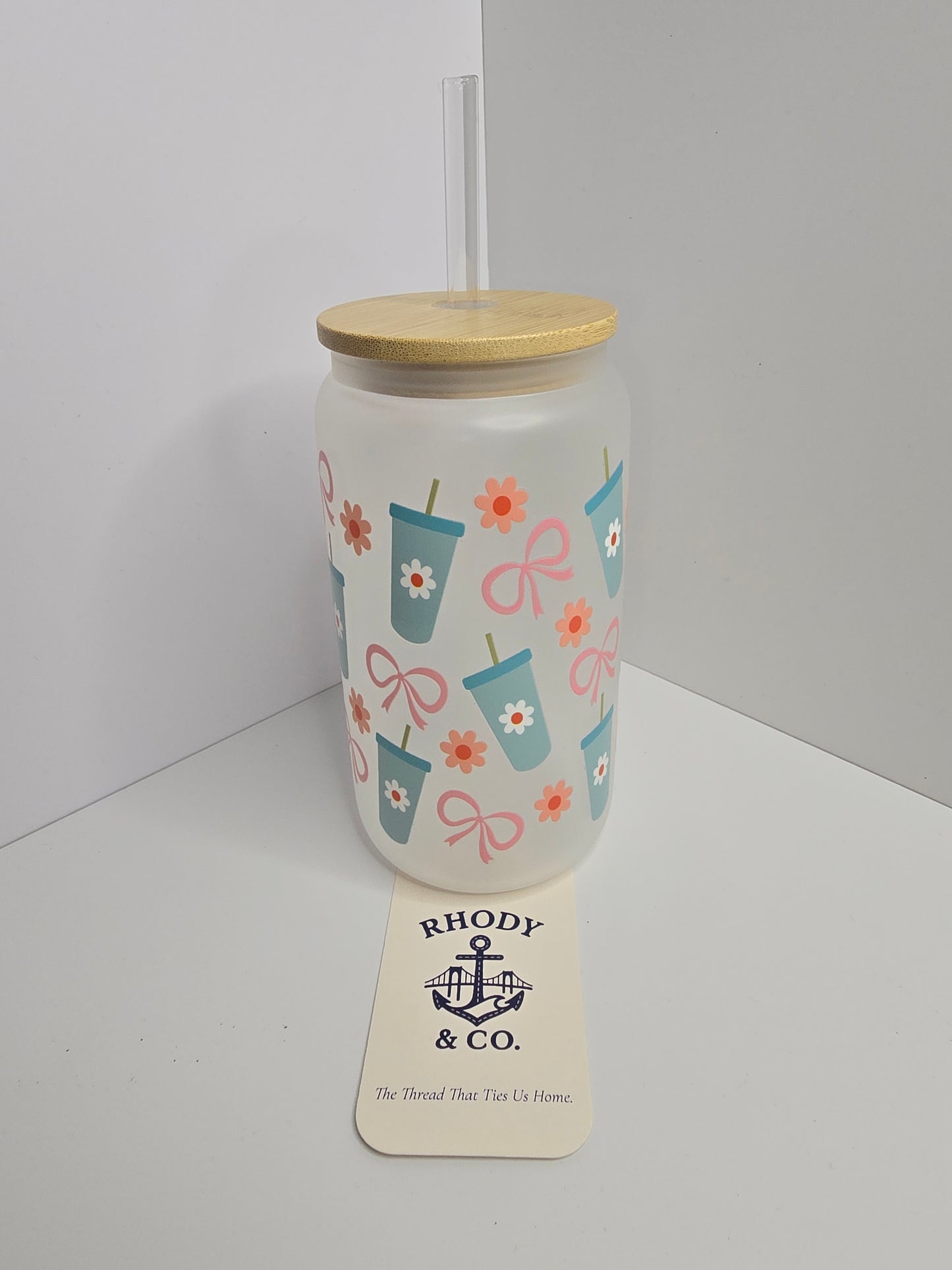 Floral Sips Glass Tumbler – 16 oz