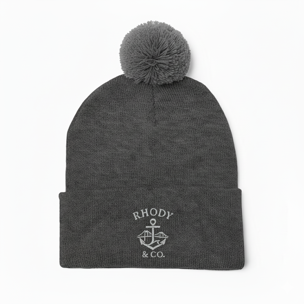 Rhody and Co. Pom Pom Beanie - Charcoal Gray and Silver