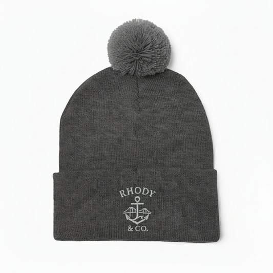Rhody & Co. Pom Pom Beanie - Charcoal Gray and Silver