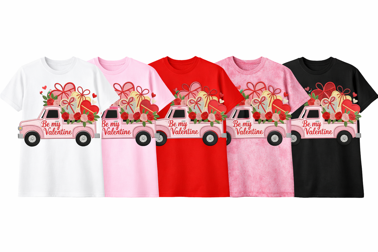 “Be My Valentine” Pink Truck Graphic T-Shirt