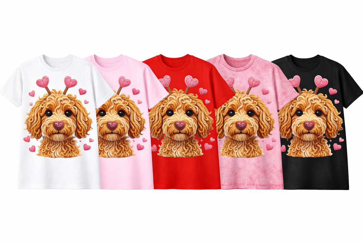 Valentine Golden Doodle Puppy Heart Graphic T-Shirt