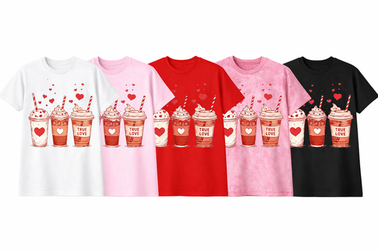 “True Love” Coffee Valentine Graphic T-Shirt
