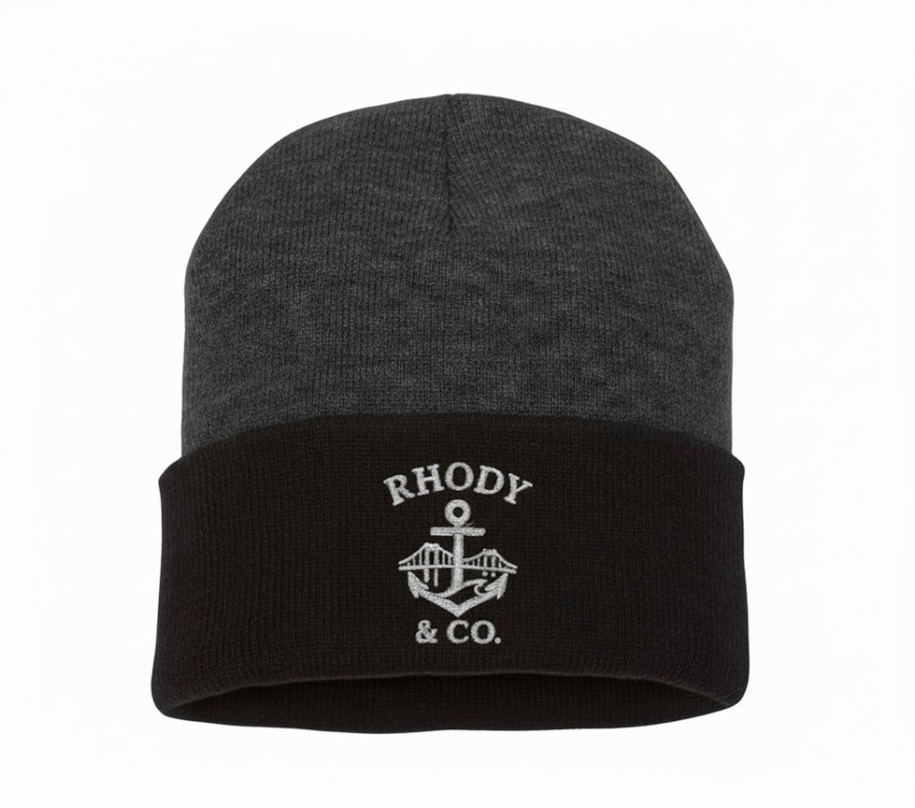 Rhody and Co. Cuffed Beanie - Charcoal Gray, Black, and White