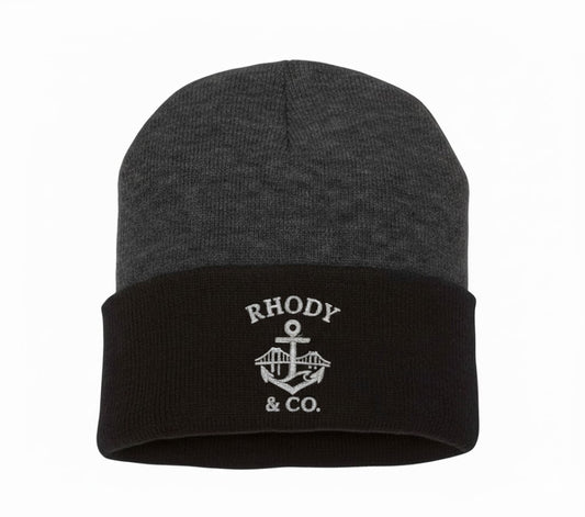 Rhody and Co. Cuffed Beanie - Charcoal Gray, Black, and White