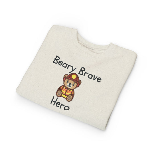 Beary Brave Hero – Firefighter Toddler Crew Fleece Sweatshirt