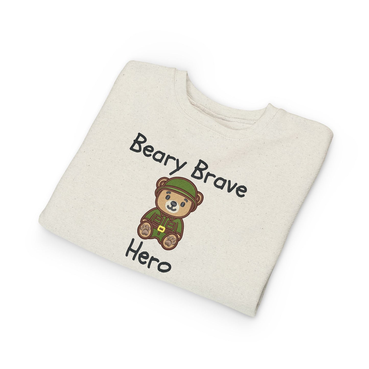 Beary Brave Hero – Soldier Toddler Crew Fleece Sweatshirt