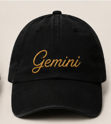 Minimal Cursive Zodiac Name Embroidered Black Hats