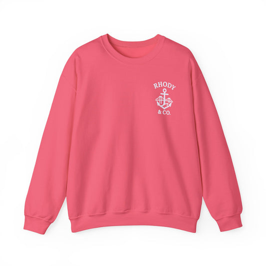 Rhody and Co. Crewneck - Raspberry Pink and White