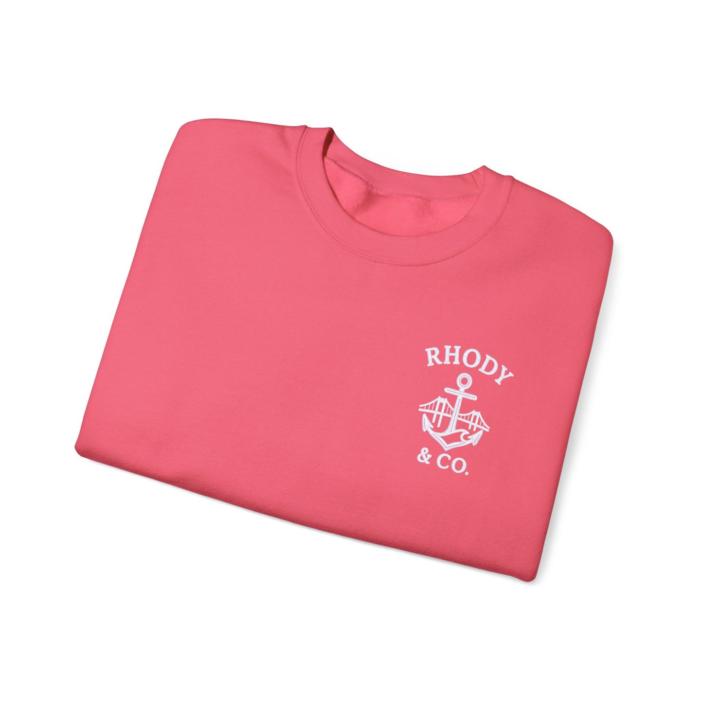 Rhody and Co. Crewneck - Raspberry Pink and White