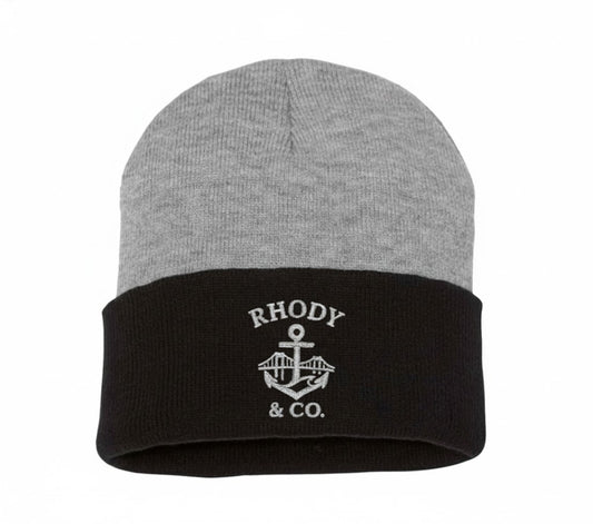 Rhody & Co. Cuffed Beanie - Light Gray, Black, and White